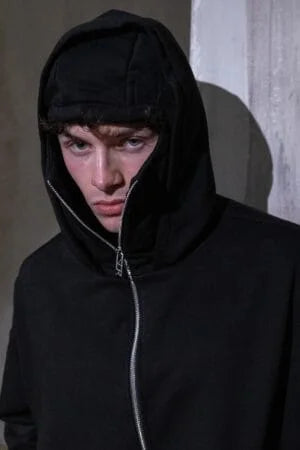 Elexwear Ninja Zip-Up Balaclava Hoodie – Black & White Edition