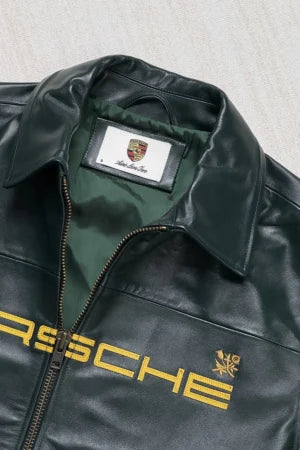 Porsche Green Leather Jacket from Elexwear.