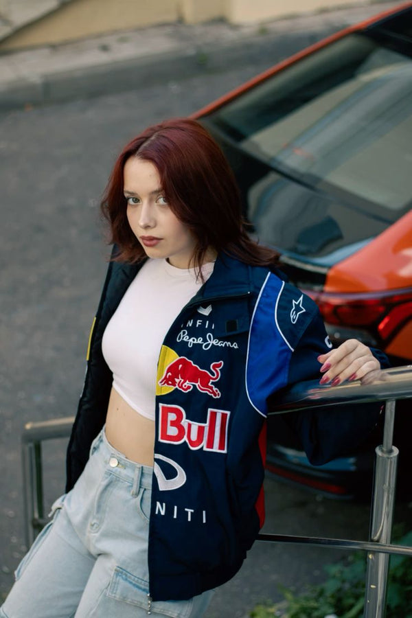 Vintage Red Bull Racing Formula 1 Sponsor Bomber Jacket – Premium Motorsport Streetwear Windbreaker