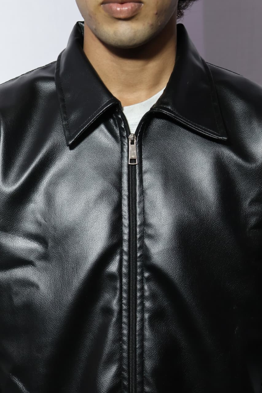 Elexwear Midnight black Leather Overshirt Jacket.