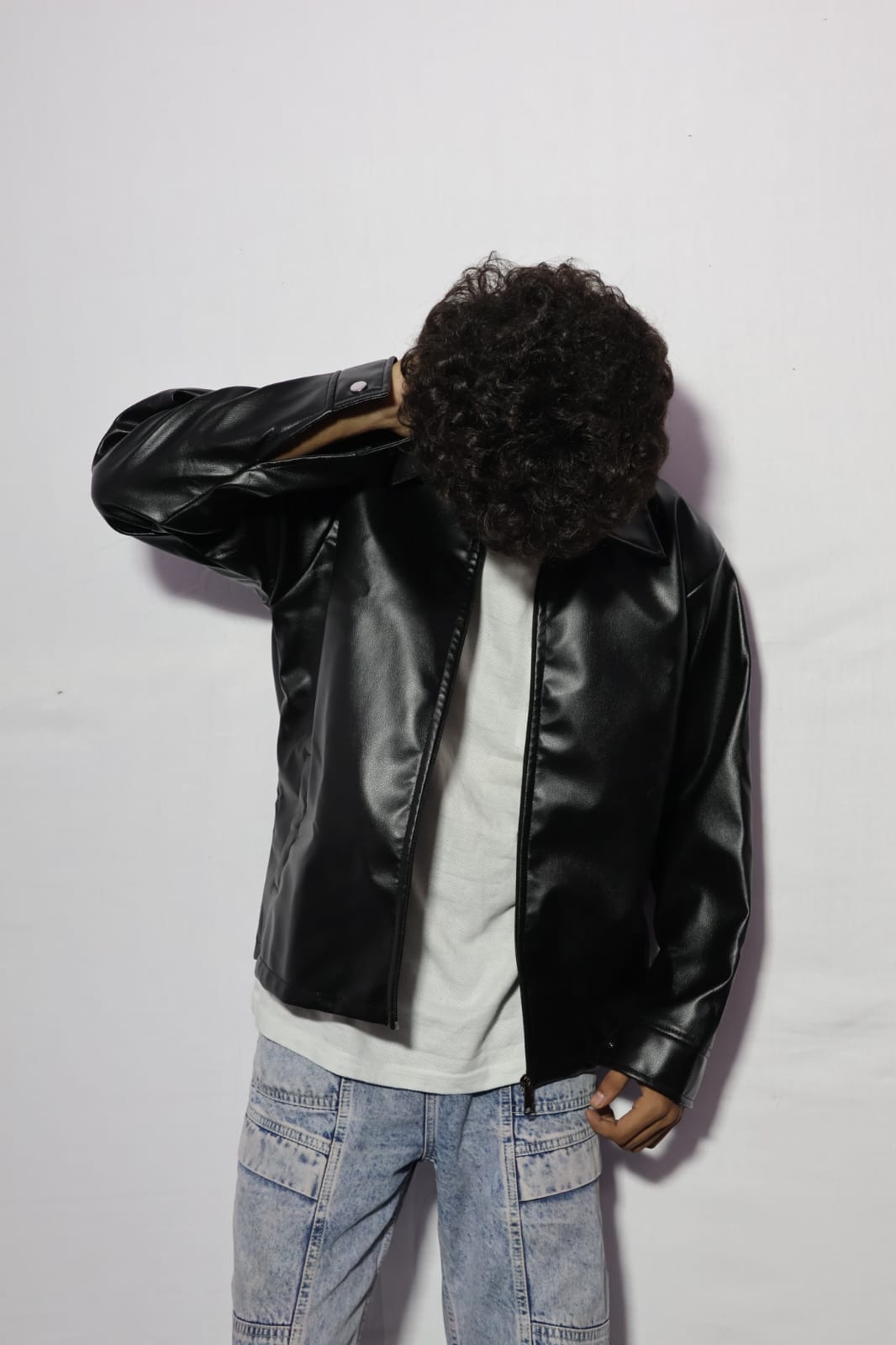 Elexwear Midnight black Leather Overshirt Jacket.