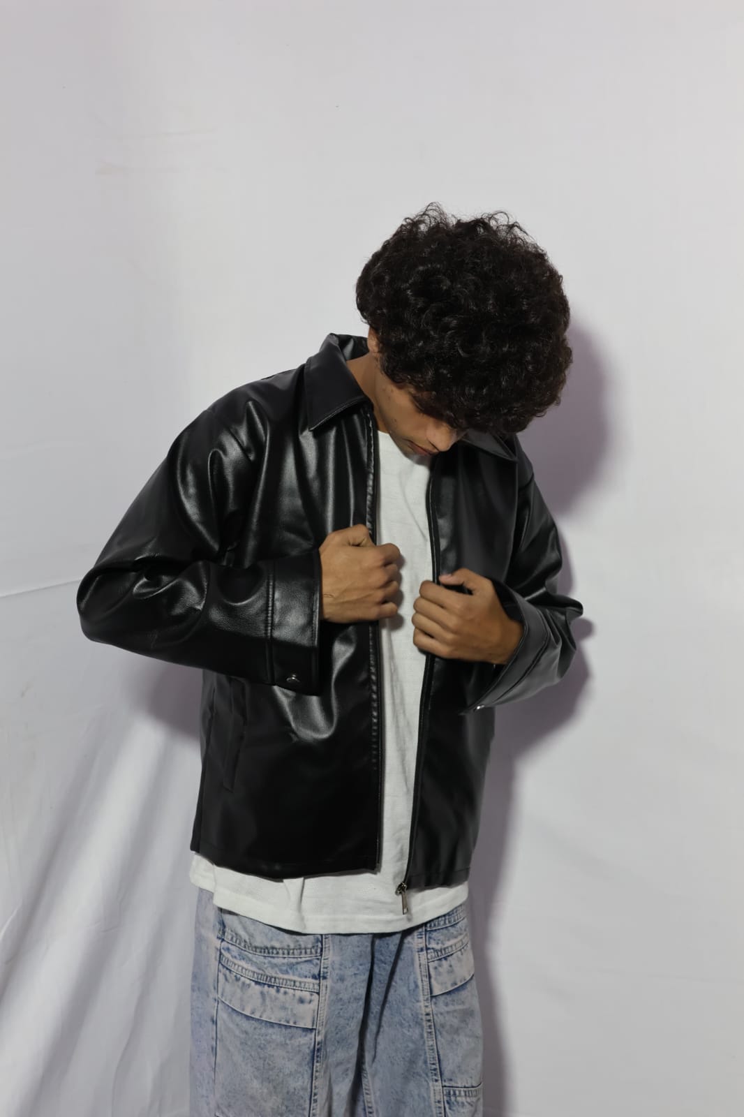 Elexwear Midnight black Leather Overshirt Jacket.
