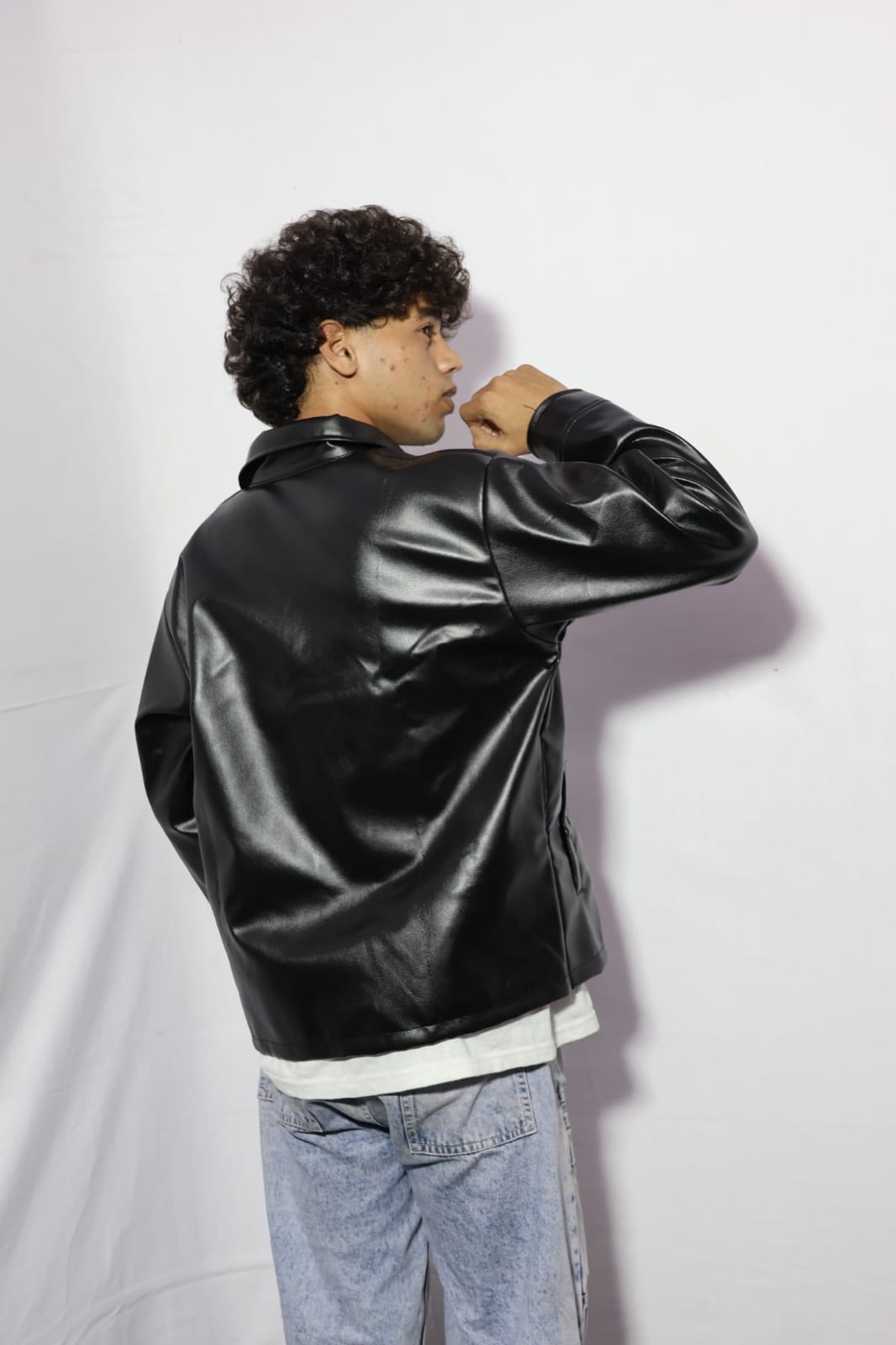 Elexwear Midnight black Leather Overshirt Jacket.