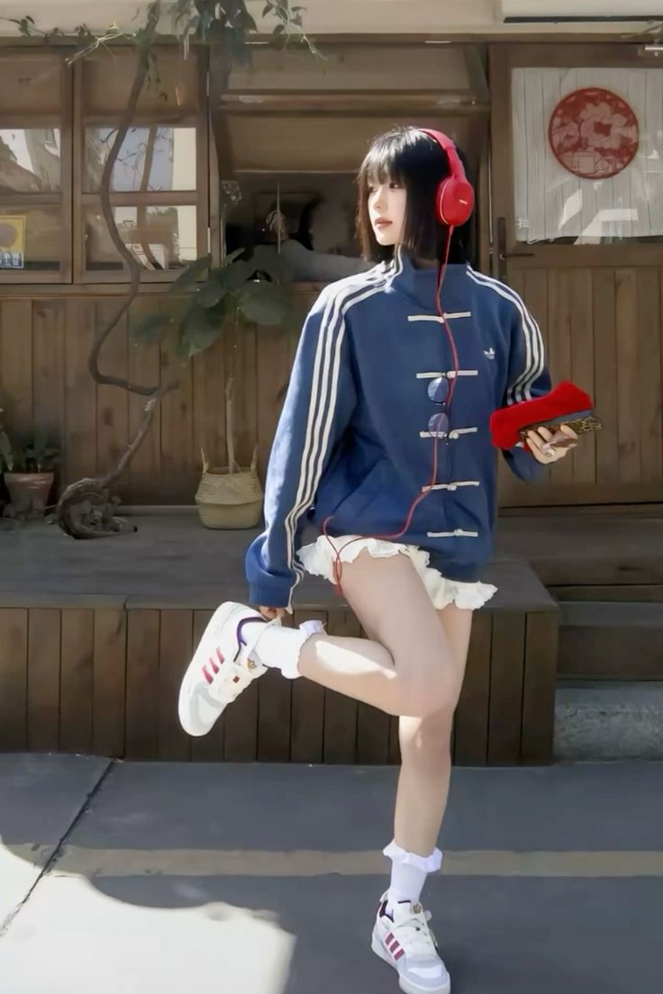 Adidas Chinese Knot Velvet Track Jacket – Blue Retro Streetwear Zip-Up