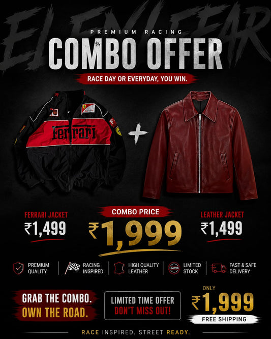 Ferrari Racing Jacket + Marhoon Leather Jacket Combo offer