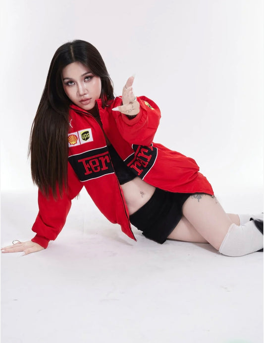 Elexwear Ferrari Red  Racing Jacket – Premium Red F1 Inspired Bomber Jacket | Unisex Streetwear | Winter Wear