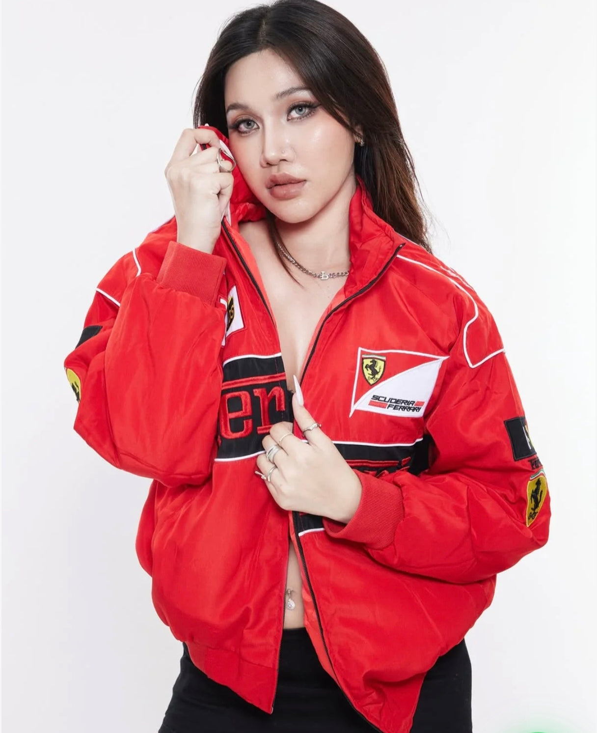 Elexwear Ferrari Red  Racing Jacket – Premium Red F1 Inspired Bomber Jacket | Unisex Streetwear | Winter Wear