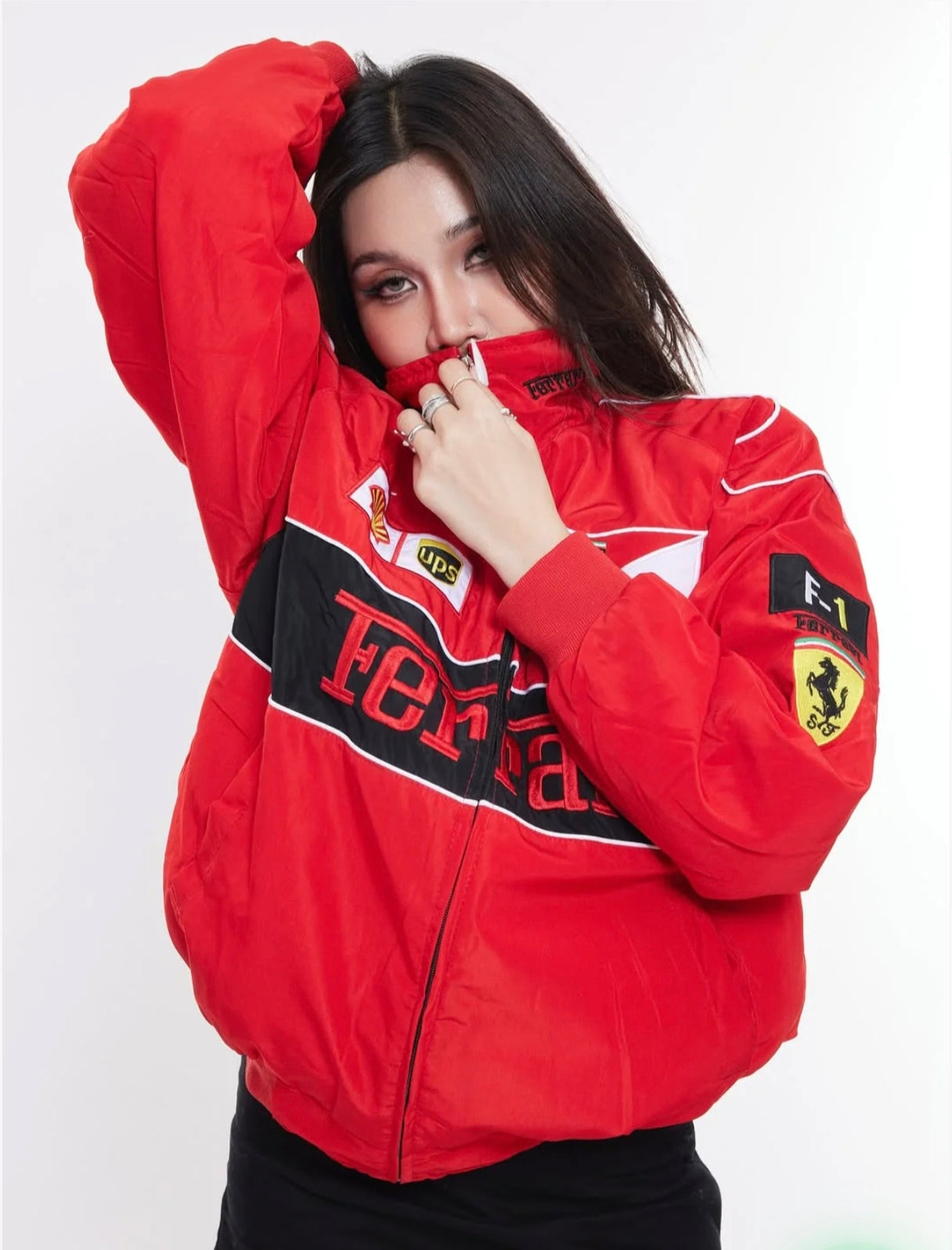 Elexwear Ferrari Red  Racing Jacket – Premium Red F1 Inspired Bomber Jacket | Unisex Streetwear | Winter Wear