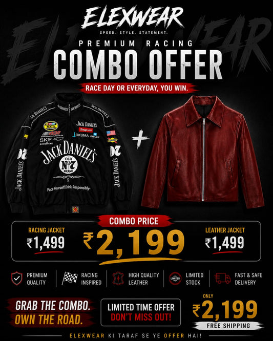 Jack Daniel's Racing Jacket + Maroon Leather Jacket Combo offer
