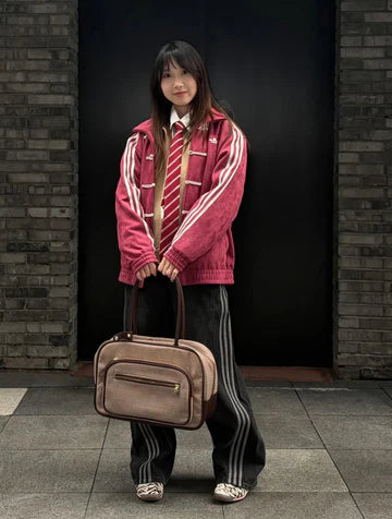 Adidas Maroon Toggle Track Jacket – Oversized Vintage Streetwear | Elexwear