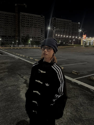 Adidas Black Toggle Stripe Jacket – Vintage Streetwear Edition | Elexwear