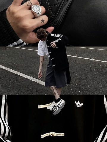 Adidas Black Toggle Stripe Jacket – Vintage Streetwear Edition | Elexwear