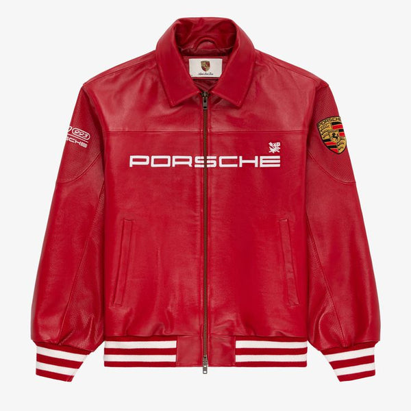 Red Porsche Embroidery Racing Jacket