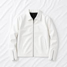 Premium White Leather Jacket – Classic Streetwear Edition  **