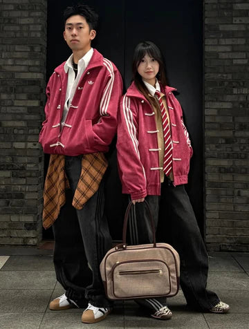Adidas Maroon Toggle Track Jacket – Oversized Vintage Streetwear | Elexwear