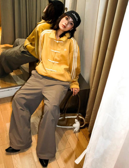 Adidas Mustard Toggle Track Jacket – Vintage Y2K Streetwear | Elexwear