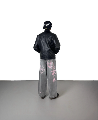 Men's black Streetwear Leather Jacket with Metal Toggle Closure
