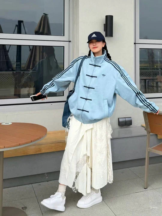 Adidas Sky Blue Toggle Track Jacket – Vintage Streetwear Edition | Elexwear