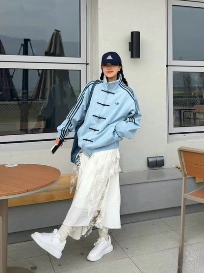 Adidas Sky Blue Toggle Track Jacket – Vintage Streetwear Edition | Elexwear