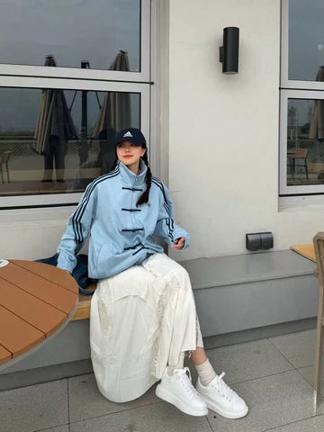 Adidas Sky Blue Toggle Track Jacket – Vintage Streetwear Edition | Elexwear