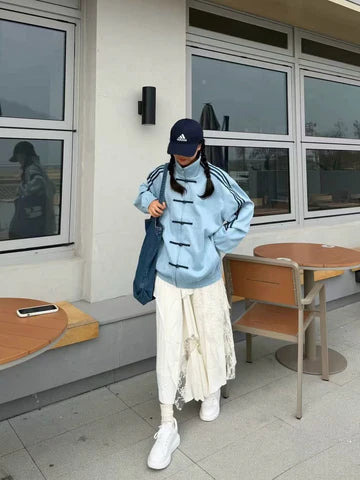 Adidas Sky Blue Toggle Track Jacket – Vintage Streetwear Edition | Elexwear
