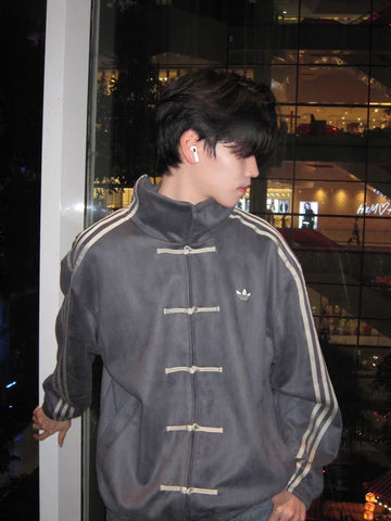 Adidas Charcoal Grey Toggle Jacket – Vintage Y2K Streetwear | Elexwear