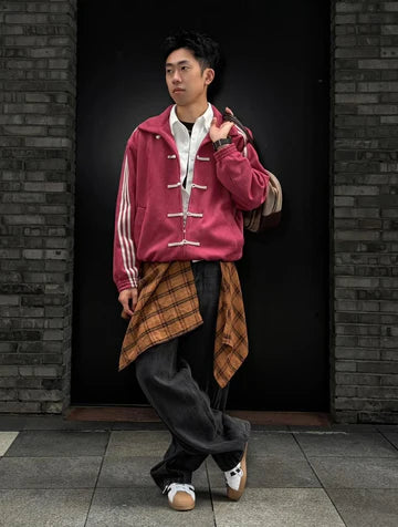 Adidas Maroon Toggle Track Jacket – Oversized Vintage Streetwear | Elexwear